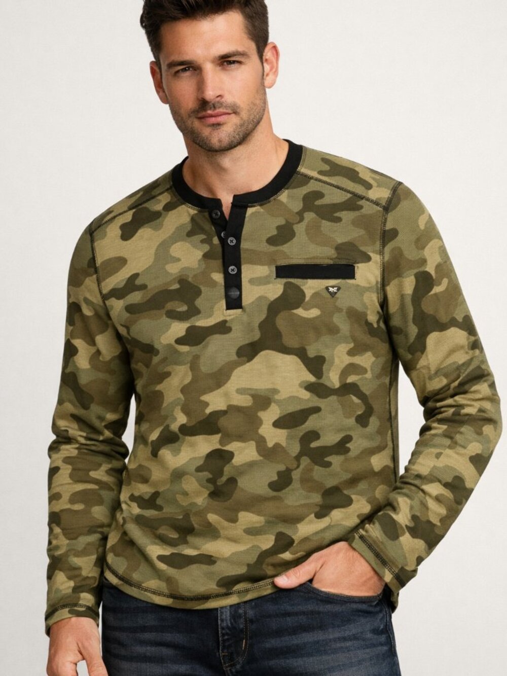 Brand New GUESS Camouflage Long Sleeve Shirt Men Lightweight Size L